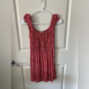 Skylar + Madison Red Floral Ruched Dress